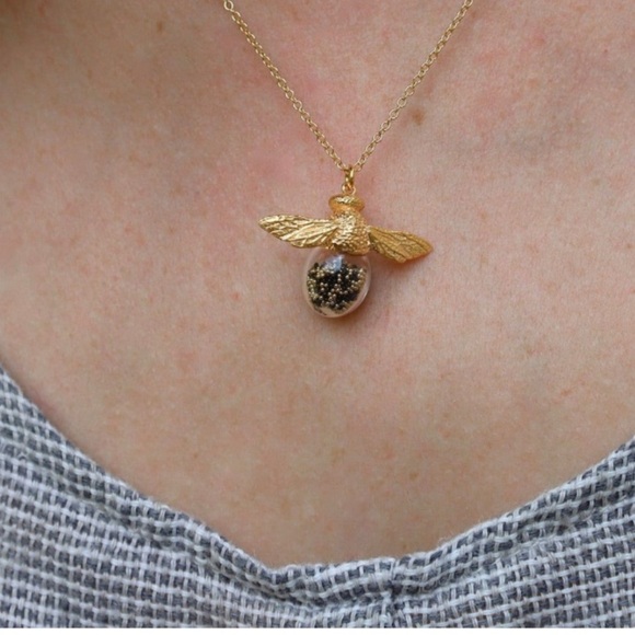 NEW Bee Shaker N1479MV Necklace 18K Gold Vermeil Blown Glass Crystal C Weitzman - Picture 8 of 11